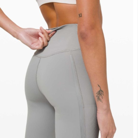 lululemon Gloss Trim Run Super High-Rise Crop 17" Rhino Grey Size 6 NWT - Picture 5 of 7